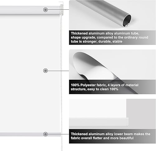 Miniatura 2 de Boolegon Persianas enrollables opacas para ventana, tela con aislamiento térmico, fácil instalación, protección UV. Persianas para dormitorio,