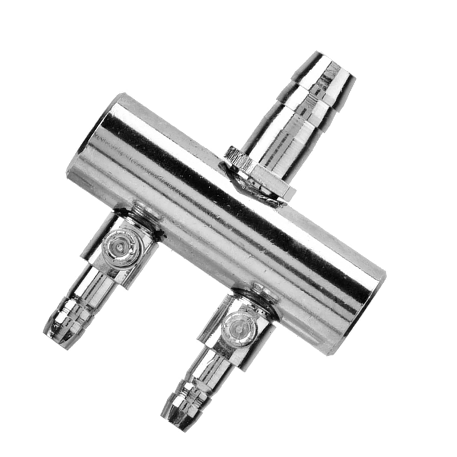 Ejoyous Válvula Divisora ​​de Aire Válvula de Control de Aire de Acuario de Acero Inoxidable 6 Vías Entrada de 8 Mm a Salida de 4 Mm Derivación de Gas Ajustable para Bomba de Aireación de Peceras
