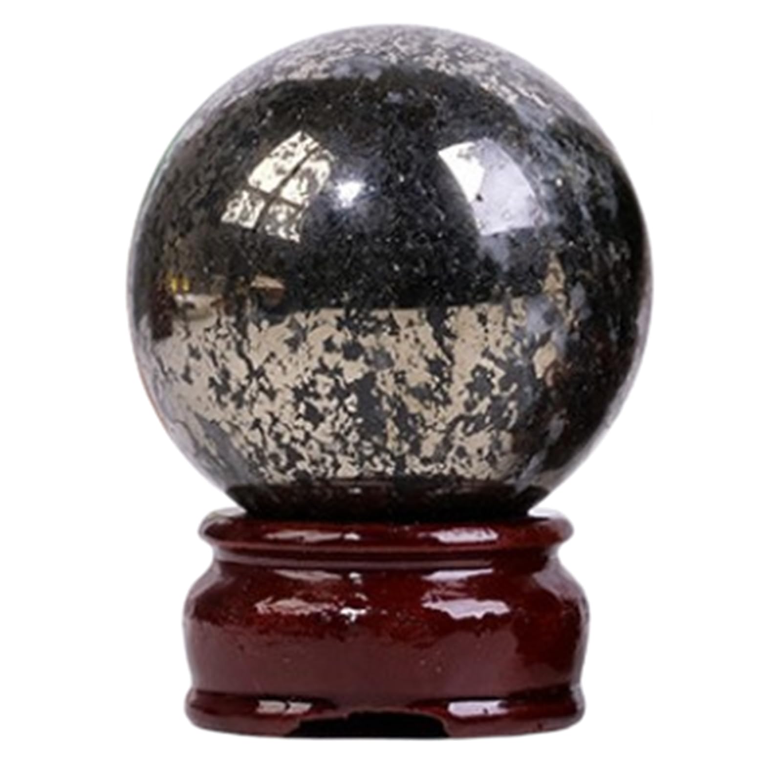 RVBLRDSE Pyrite Crystal Ball Decorative Balls Divination Sphere with Wood Stand Crystals Stone for Feng Shui,Room Decor,60~70mm Gemstone Stone