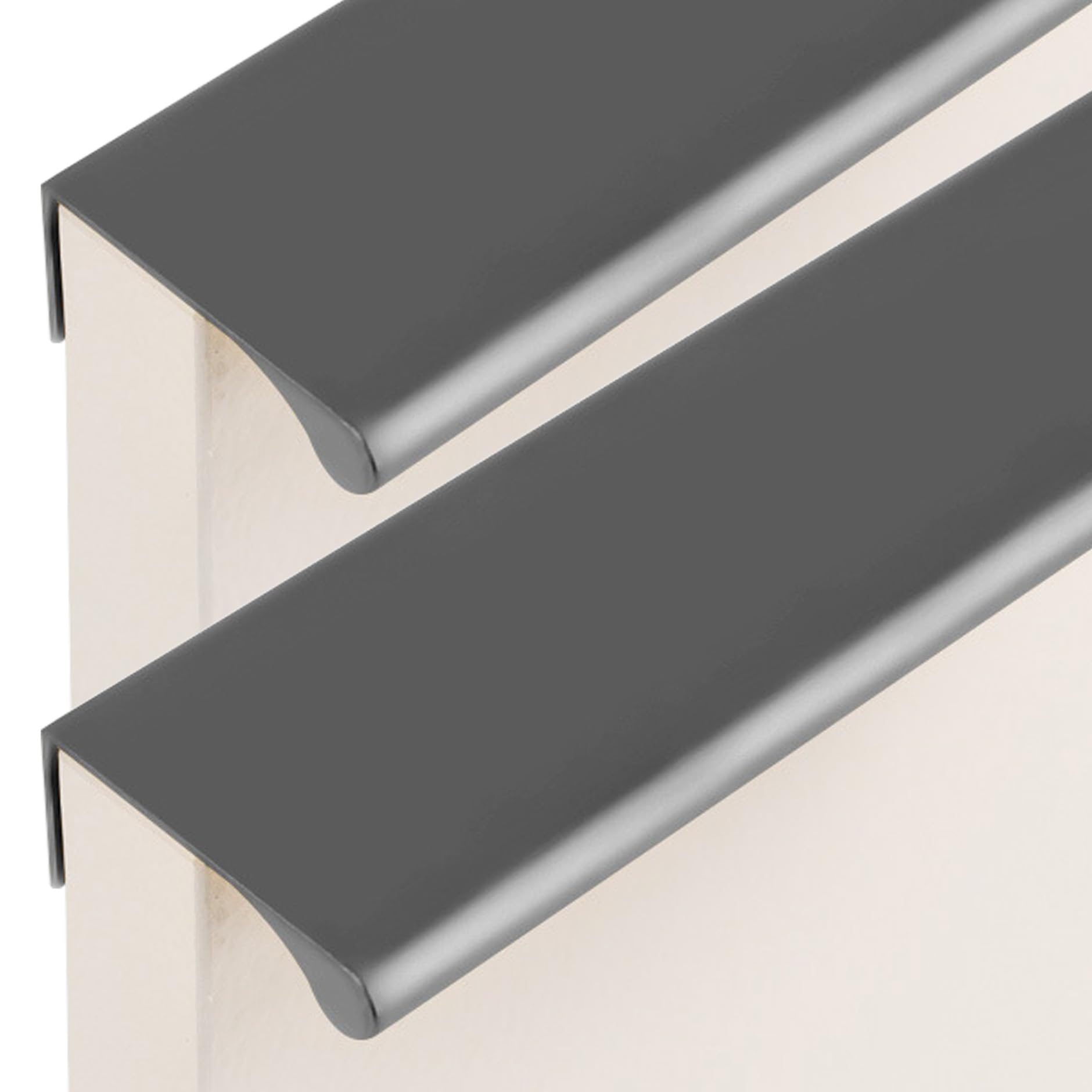 JIALUO0318 Aluminium Alloy Invisible Handles Furniture Pull Concealed Kitchen Cupboard Handles Finger Edge Pull Door Knob Cabinet Handle Drawer Handle 2 Piece (Dark Grey,Hole Pitch 160mm)