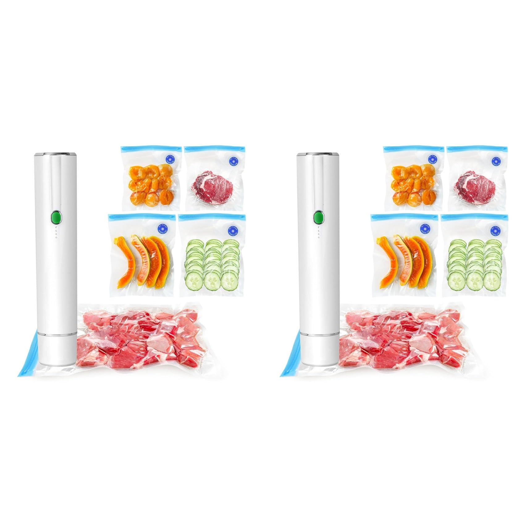 Vjsujehgy 2X Vacuum Sealer for Food - Cordless Handheld Food Vacuum Saver with 10 Pcs Sealer Bags, for Food Preservation &