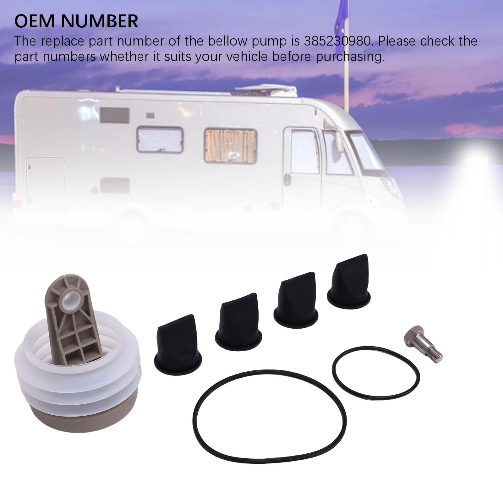 Acouto Kit Pompa a Soffietto con O 385230980 Sostituzione per Pompe a Vuoto S T, Pompa a Soffietto per WC RV Kit a 385230980 Sostituzione Pompe a Vuoto S T WC Be um di Pompaggio a