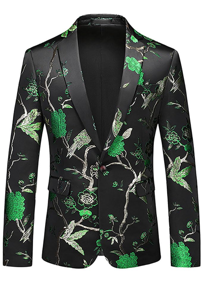 Mens Floral Suit Jacket One Button Slim Fitted Business Tuxedo Jacquard Paisley Luxury Wedding Blazer Jacket