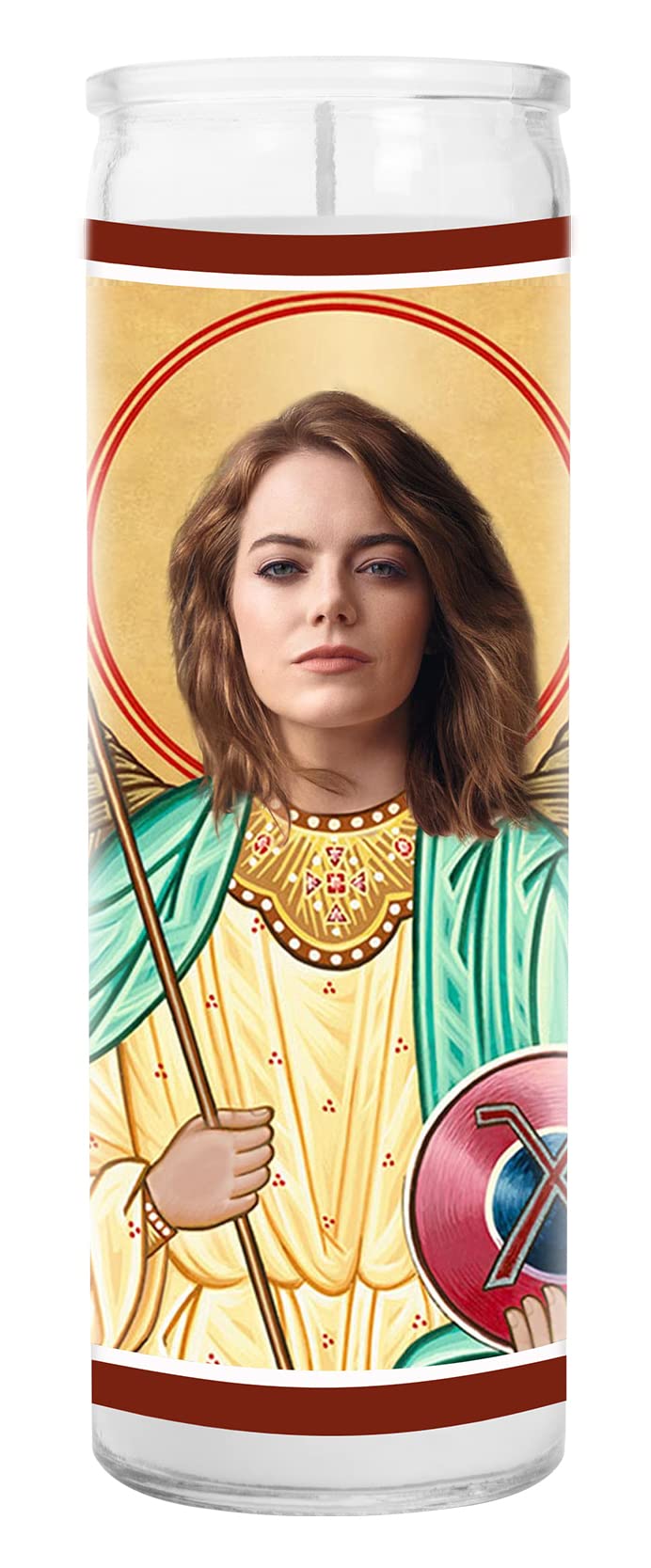Emma Stone Celebrity Prayer Candle - Funny Saint Candle - 8 inch Glass Prayer Votive - 100% Handmade in USA - Novelty Celebrity Gift