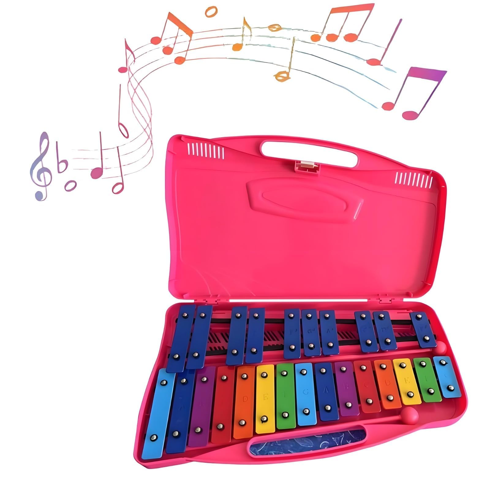 Carillon XilóFono Escolar 25 Teclas, VibráFono, Musical De Placa De Aluminio De 25 Tonos,Carrillon Cromatico On Estuche Y Mazas,Percusionado A Mano