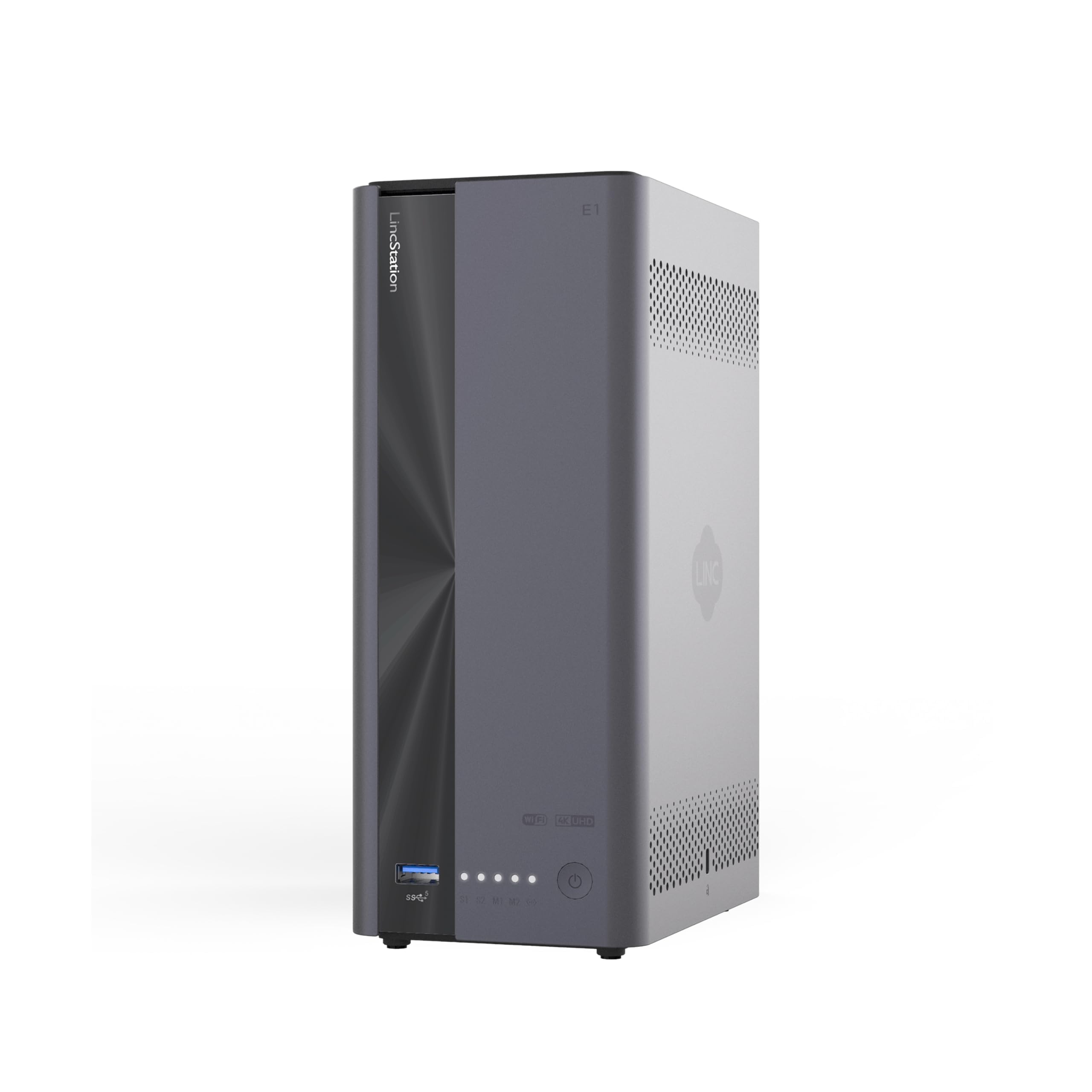 LincStation E1 4-Bay NAS Speicher, 4GB RAM, 64GB eMMC, 2.5GbE Port, Quad-Core, HDMI 2.0 für 4K Mediaserver, Unterstützt NVMe SSD & SATA HDD bis zu 76TB, für iOS/Android/Windows (Ohne Festplatten)