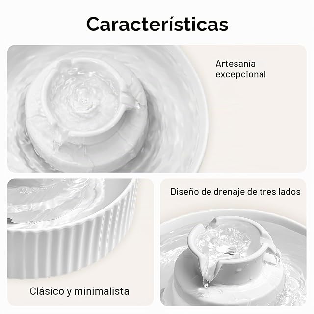Foto 5 de 8 de Fuente para gatos de cerámica, 2,1 L, para gatos, cerámica, dispensador de agua silencioso