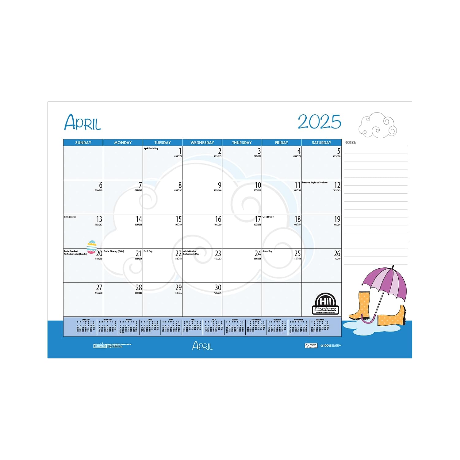 2024–2025 House of Doolittle saisonale Feiertagsdarstellungen, 55,9 x 43,2 cm, akademischer Monats-Schreibtischunterlage, Kalender (1395–25)