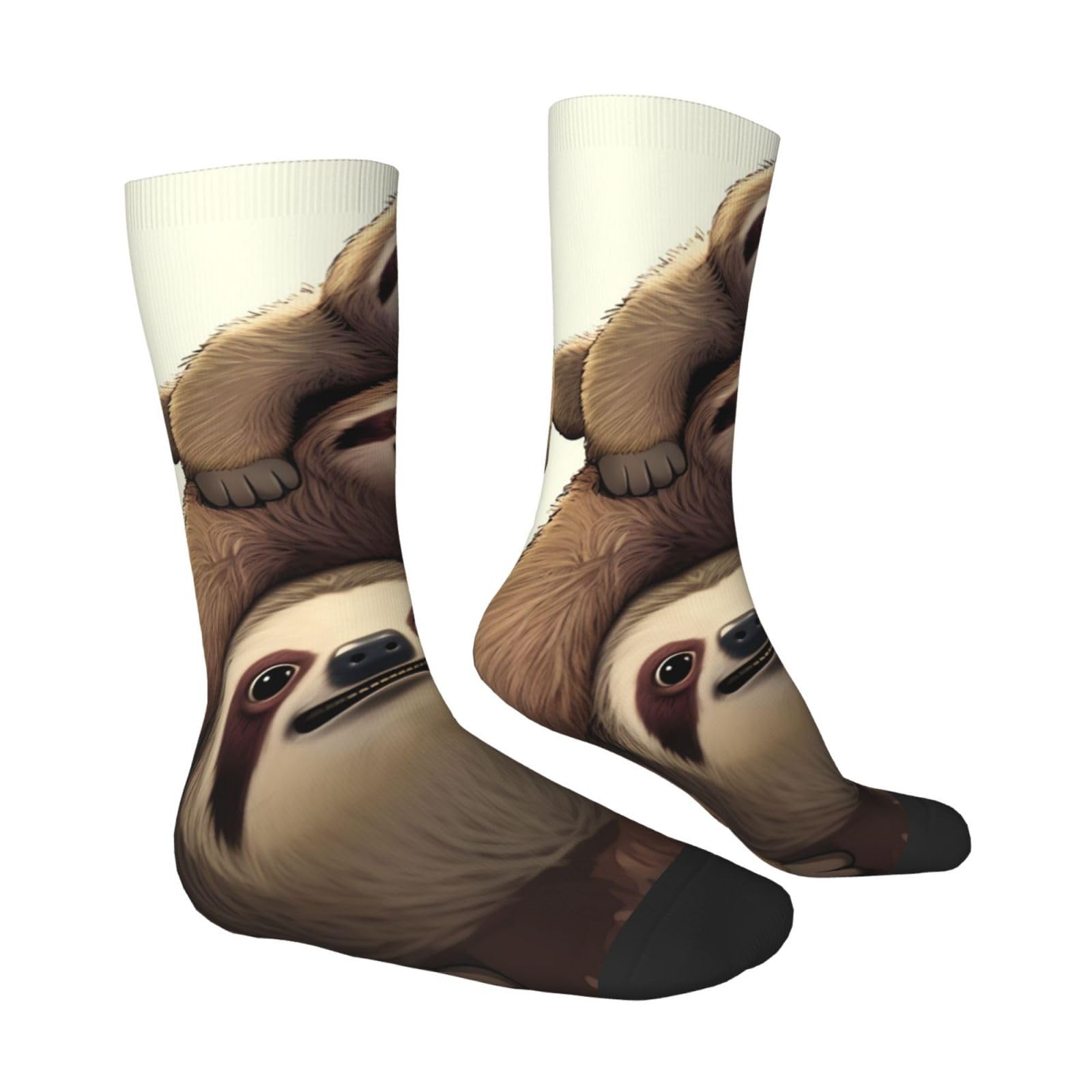 LZQPOEAS Sloth Stack Athletic Socks Unisex Cushioned Crew Socks Hiking Running Calf Sock Soft Above Ankle Sock