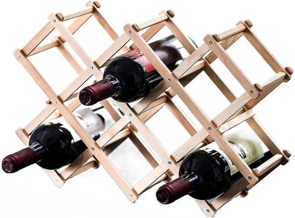 Soporte para Botellas de Vino Plegable de Madera, 10 Espacios