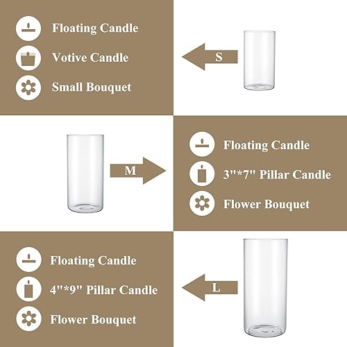 Miniatura 2 de Portavelas de cristal de huracán, jarrones cilíndricos transparentes, portavelas de pilar para velas flotantes, centro de mesa, jarrones de vidrio