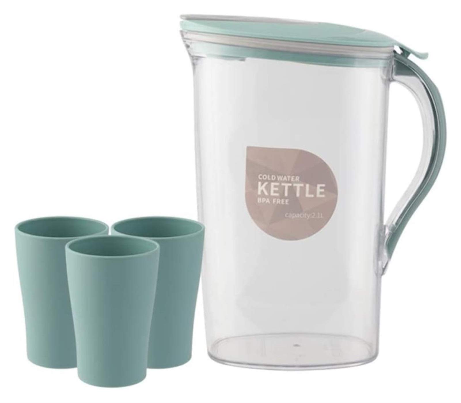 YANRUI Teapot Teapot Plastic Water Bottle Home Living Room Balcony Decoration Kettle Large Capacity Juice Jug Coffee Jug 1500ML (Color : Green)