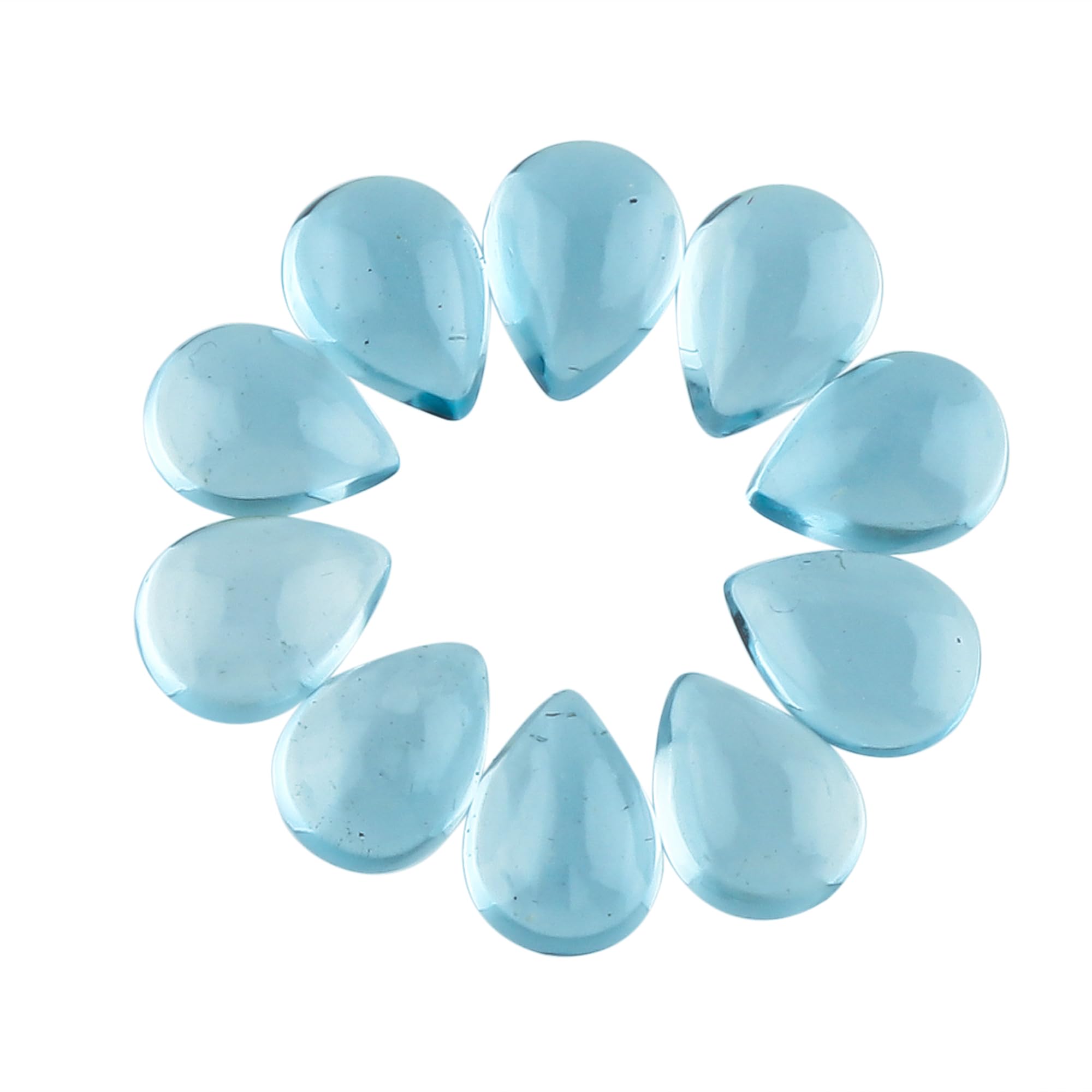 (10pcs) Natural London Blue Topaz Gemstones Cabochons, Bulk Calibrated Polished Stones, Gem Collection, Wicca & Reiki Healing Crystals, December Birthstone (Approx. 4x3mm)