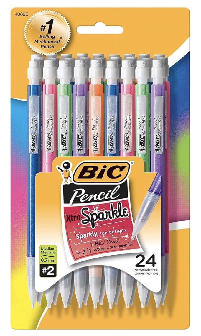 BIC Xtra-Sparkle Mechanical Pencil, Medium Point (0.7 mm), 24 Count,