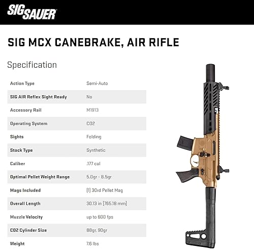 Miniatura 6 de Sig Sauer MCX Canebrake - Rifle de pellets de CO2 .177cal (CO2 no incluido)