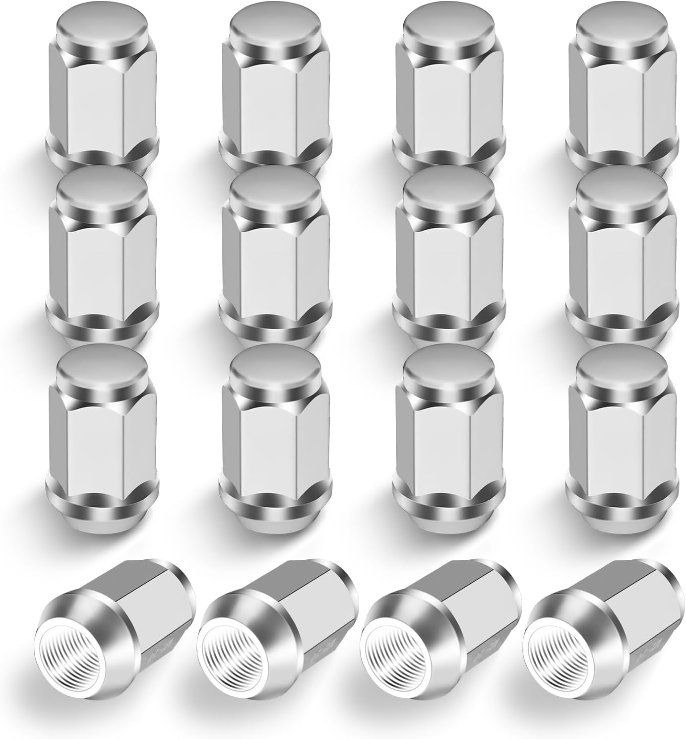 Golf Cart Chrome Wheel Lug Nuts for Club Car & EZGO, 1/2"-20 Size, OEM# 14723-G1, 1010984, 14723-G1, 16 Pack Silver