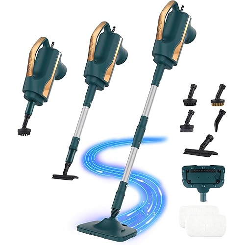 6 in1 Steam Mop Dual-Rod Design with Detachable Handheld Steamer, 300ML Removable Tank,23 FT Power Cable,includes Multi-purpose Accessories,Steam Mops for Floor Cleaning,Windows,Tile Grout.