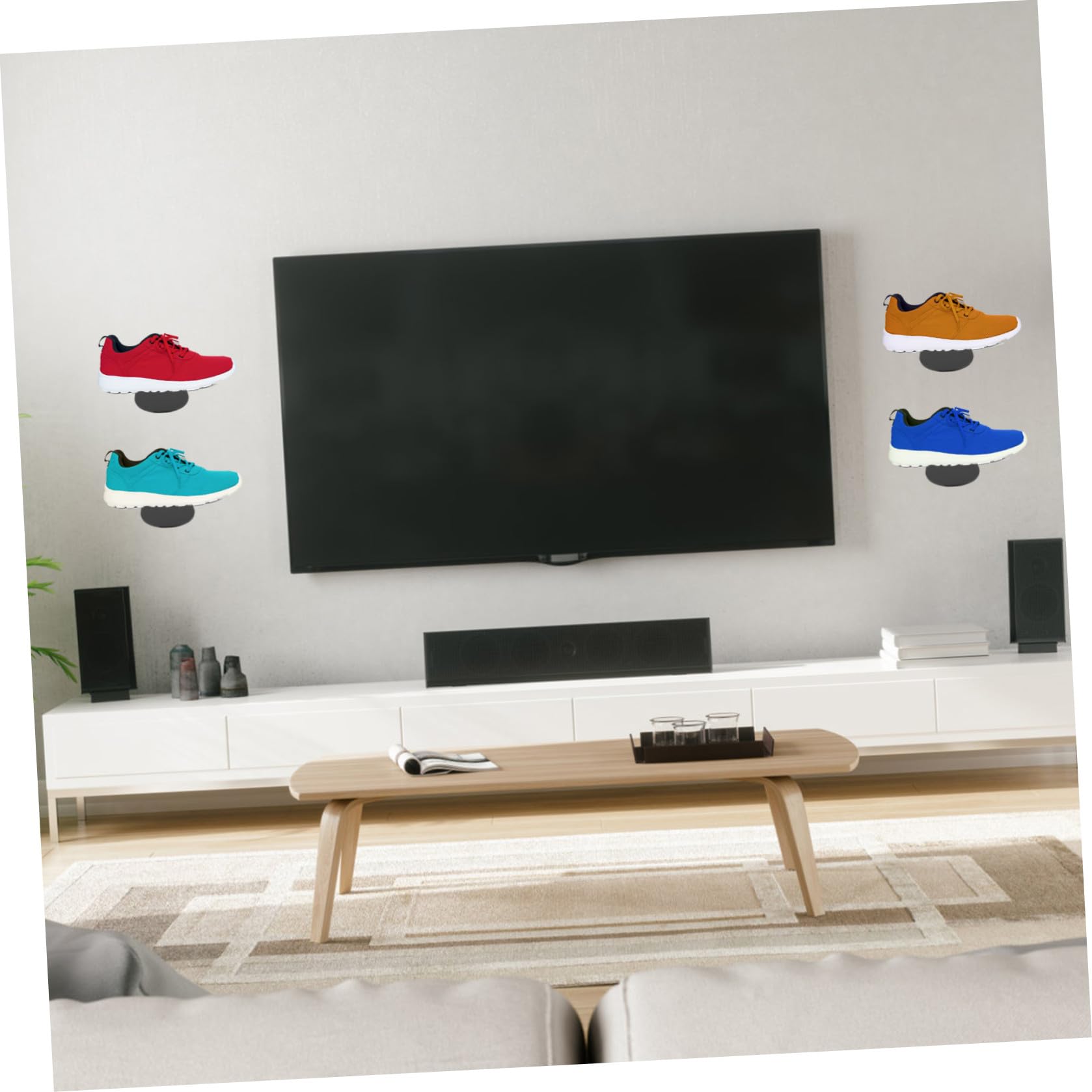 Cabilock 6 Pezzi Scaffali Galleggianti per Scarpe da Basket Acrilico Nero per Collezione di Sneaker Espositore Porta Scarpe a Muro Decorativo
