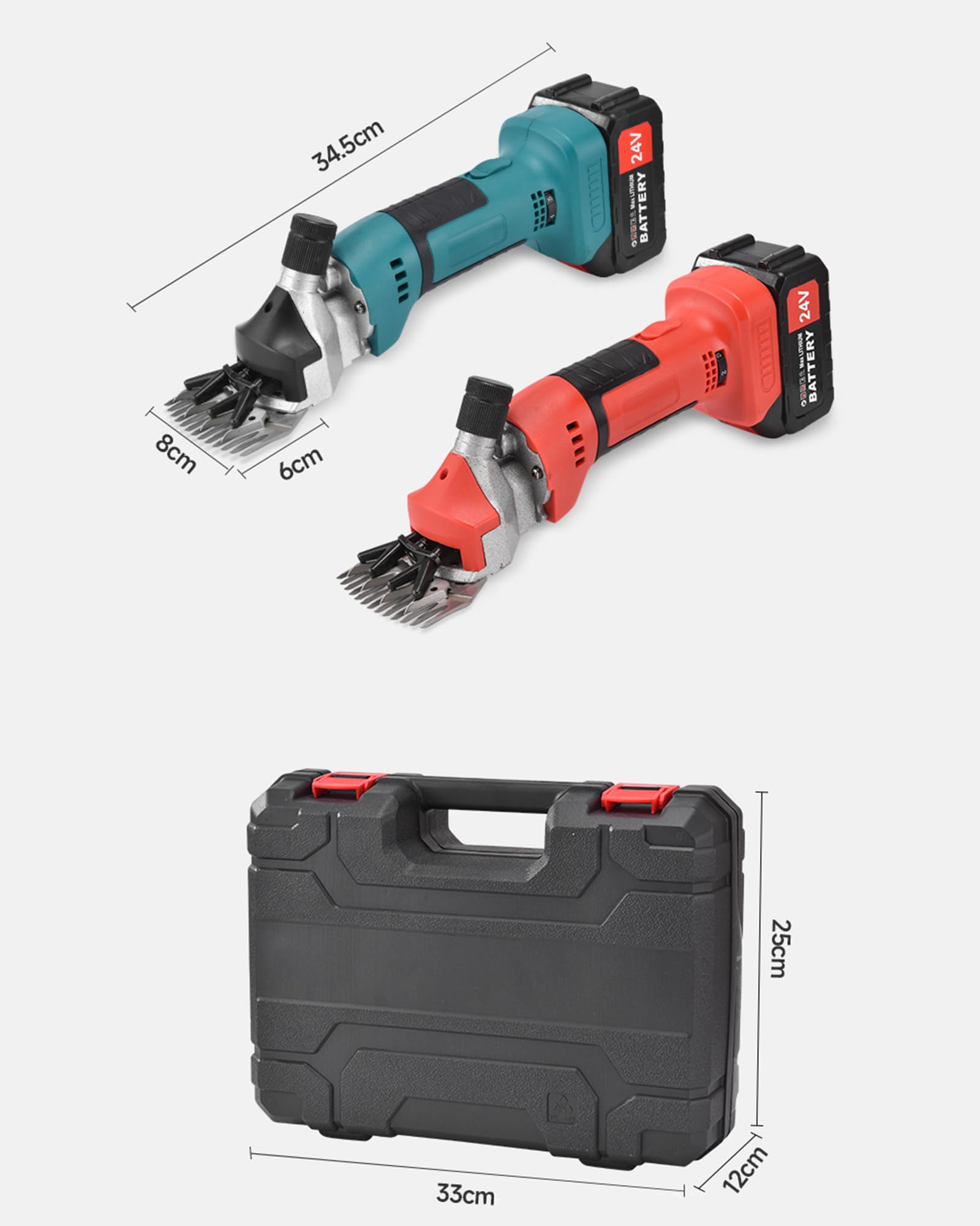 Esquiladora Inalámbrica para Ovejas, Máquina Eléctrica 1300W con Ajuste de 6 Velocidades & Cuchilla de 13 Dientes, Espaciado de Cuchilla Ajustable Esquiladora para Ovejas/Cabras/Gan Red 1*5 Batteries