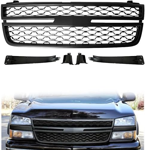 Miniatura 7 de Rejilla superior delantera compatible con Chevy Silverado 1500 2500 HD 3500 Grill 2005 2006 2007