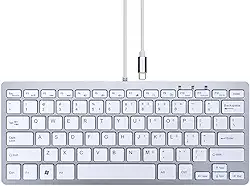 Teclado MCSaite pequeno USB C – Teclado com fio compatível com Plug & Play para Mac mini, MacBook Pro/Air, iMac, iPad, Windows, Chromebook com porta USBC – Compacto e Mini USB Tipo C – Prata