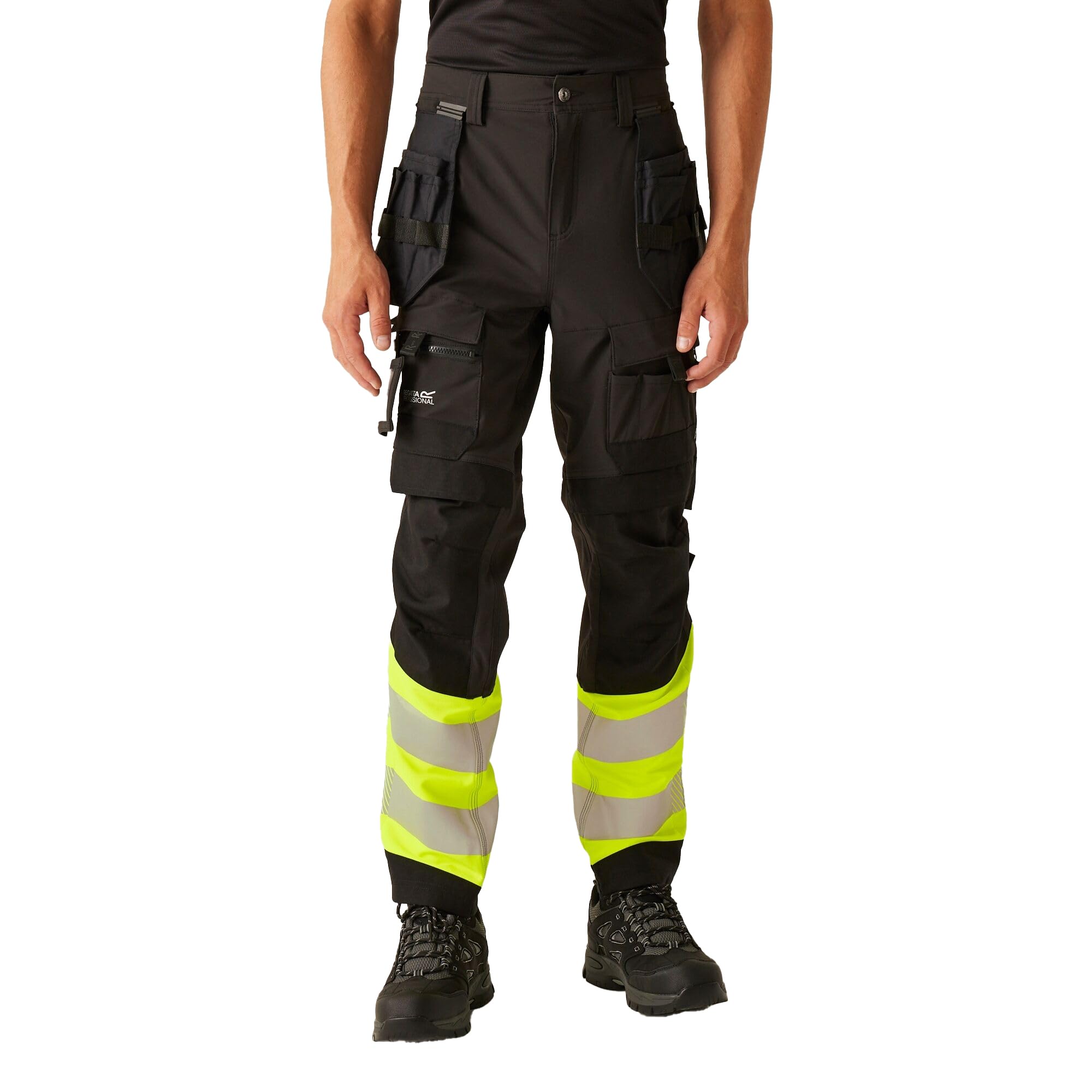 Regatta Professional Unisex Adult High-Vis Work Trousers (32S) (Black/Yellow)