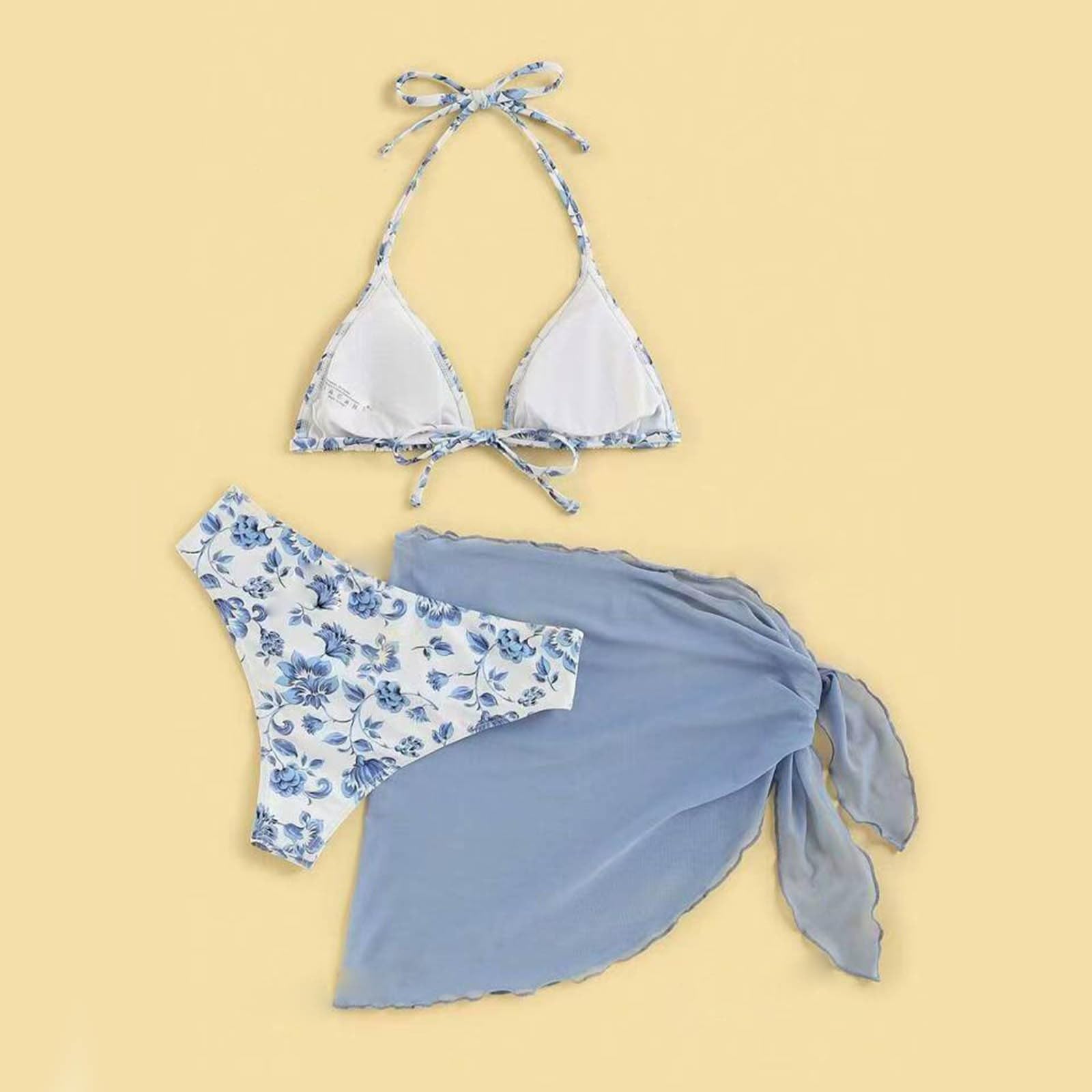 Traje de baño tankini para mujer, conjunto de bikini de 2 piezas con cubierta de delantal de encaje, traje de baño para playa, piscina, verano, elegante, cómodo, azul, XL