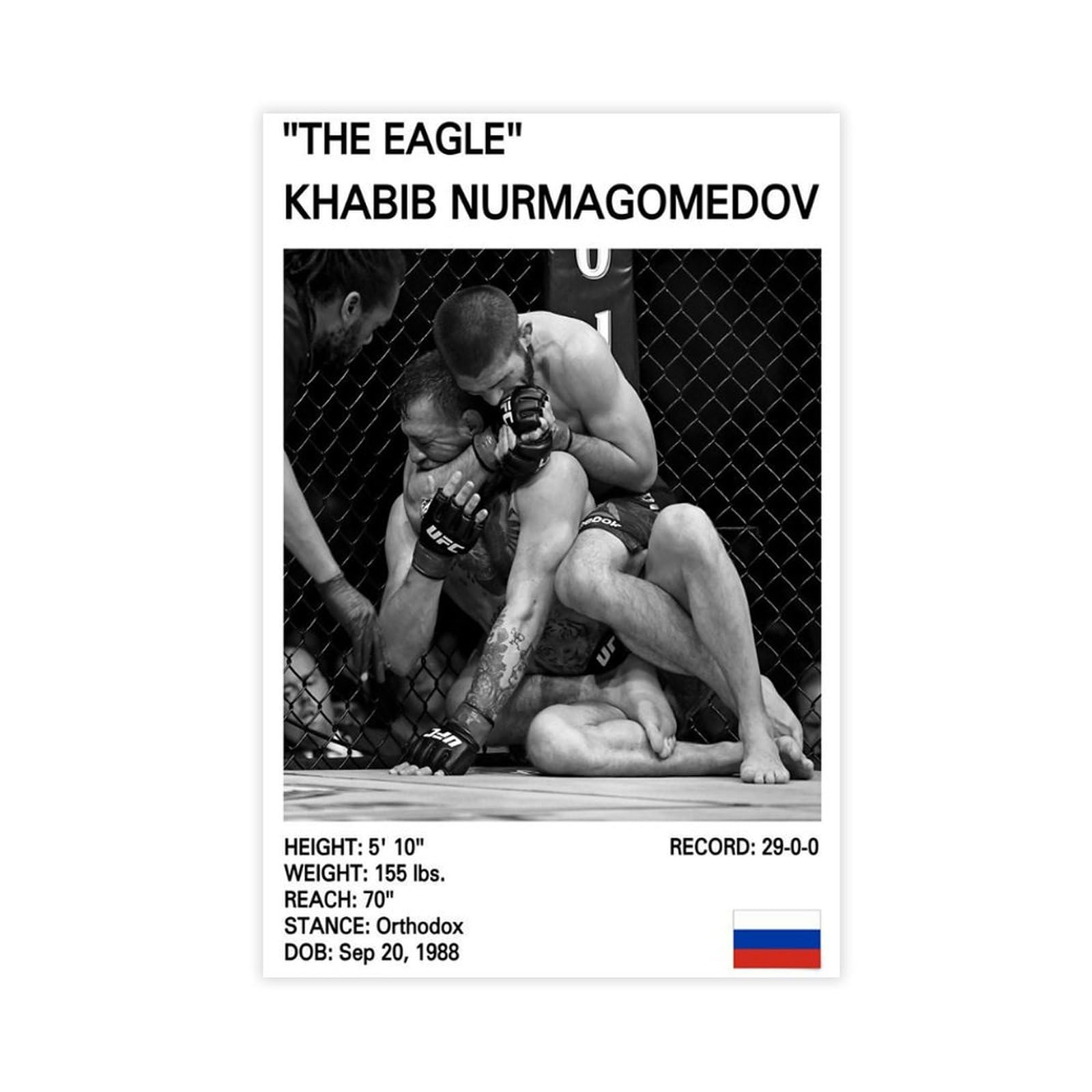 Qgvbgf Khabib Nurmagomedov Ufc Canvas Poster Wall Art Decor Print Picture Paintings For Living Room Bedroom Decoration 12X18inch(30X45cm)