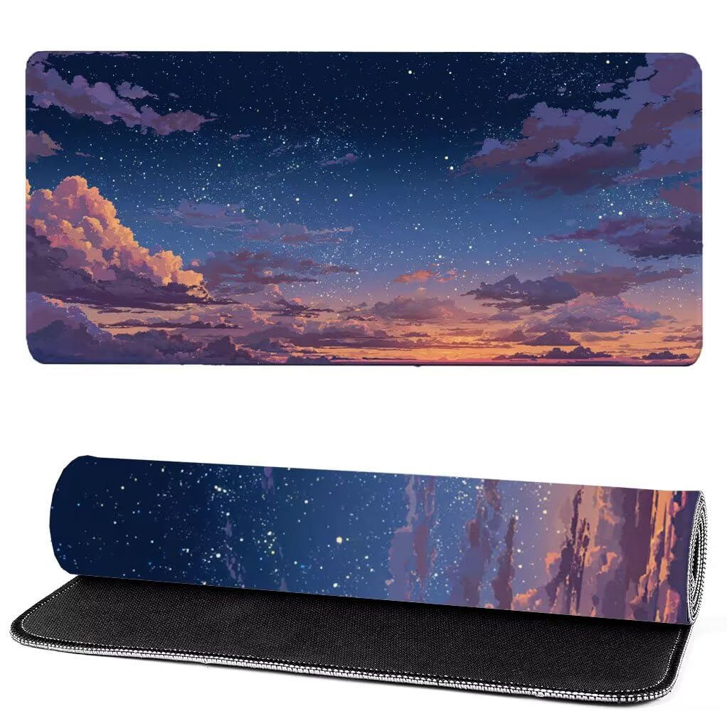 Podkładka pod mysz xxl 1000x500x3mm gwiaździste niebo, podkładka pod mysz do gier w chmurze, poprawa dokładności i szybkości, podkładka pod mysz do gier antypoślizgowa gumowa podstawa, dekoracja