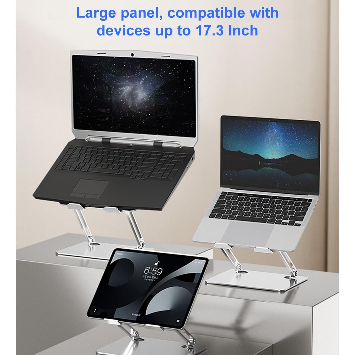 Przenośny Uchwyt Na Komputer Ergonomiczny Stojak Na Laptopa Na Biurko Podstawka Pod Laptopa Do 17,3" Składany Stojak Na Notebooka Regulowana Wysokość I Kąt Podparcia (Color : Black)