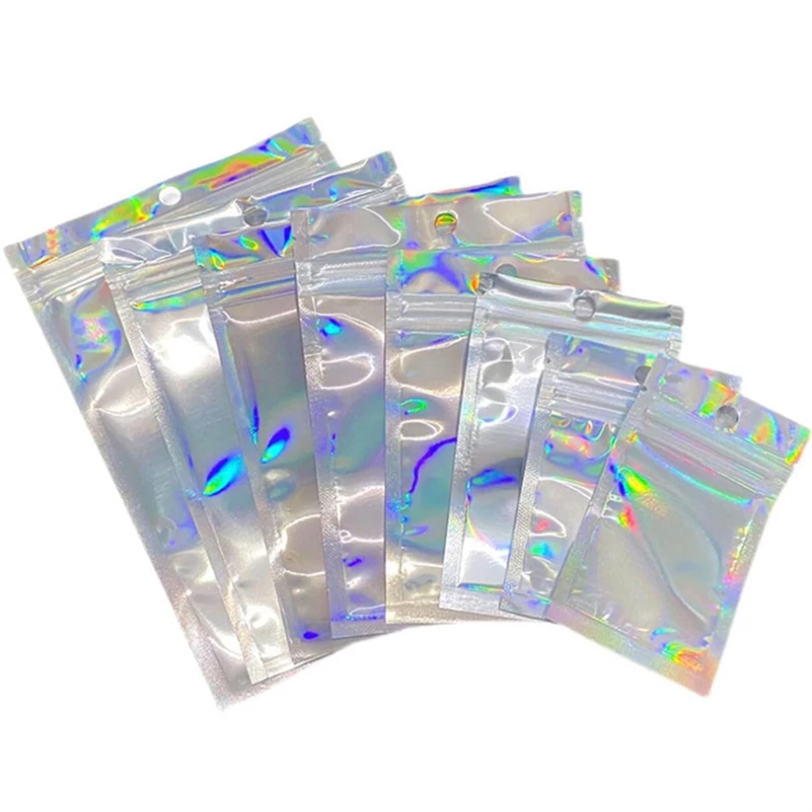 Ziplock Baggies, 50pcs Thick Laser Holographic Aluminum Foil Ziplock Bags Resealable For Cosmetic Jewelry(6x8cm)