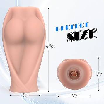 Male Stroker - Body-Safe Soft TPE, 3D Textured Sleeve with Snug Channel, Realistic Buttocks Design. Waterproof, Reusable & Easy to Clean, Pocket-Sized for Travel (Flesh)