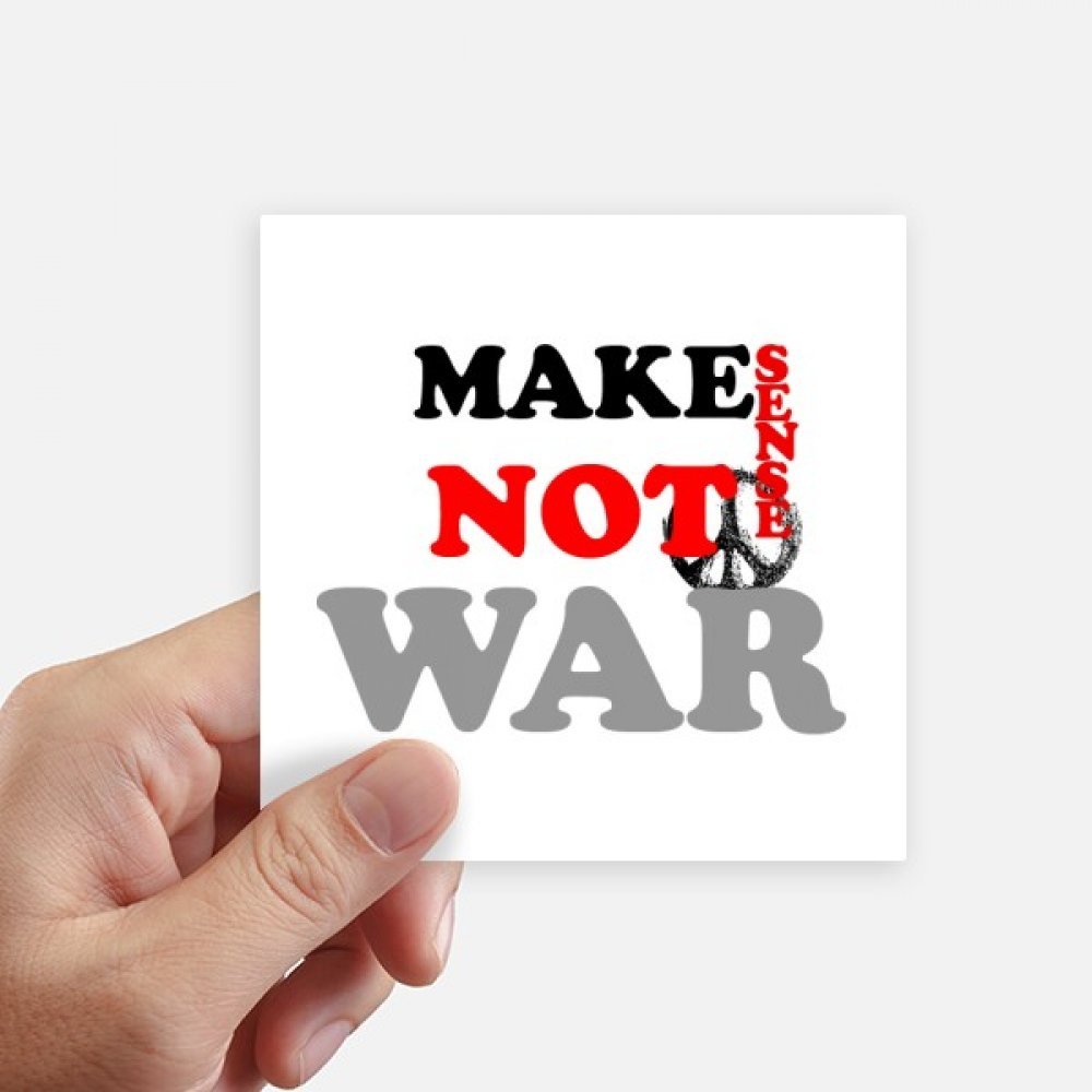 Sticker Mur Valise Ordinateur Portable Moto carré 10x10 cm au motif Make Sense Not War