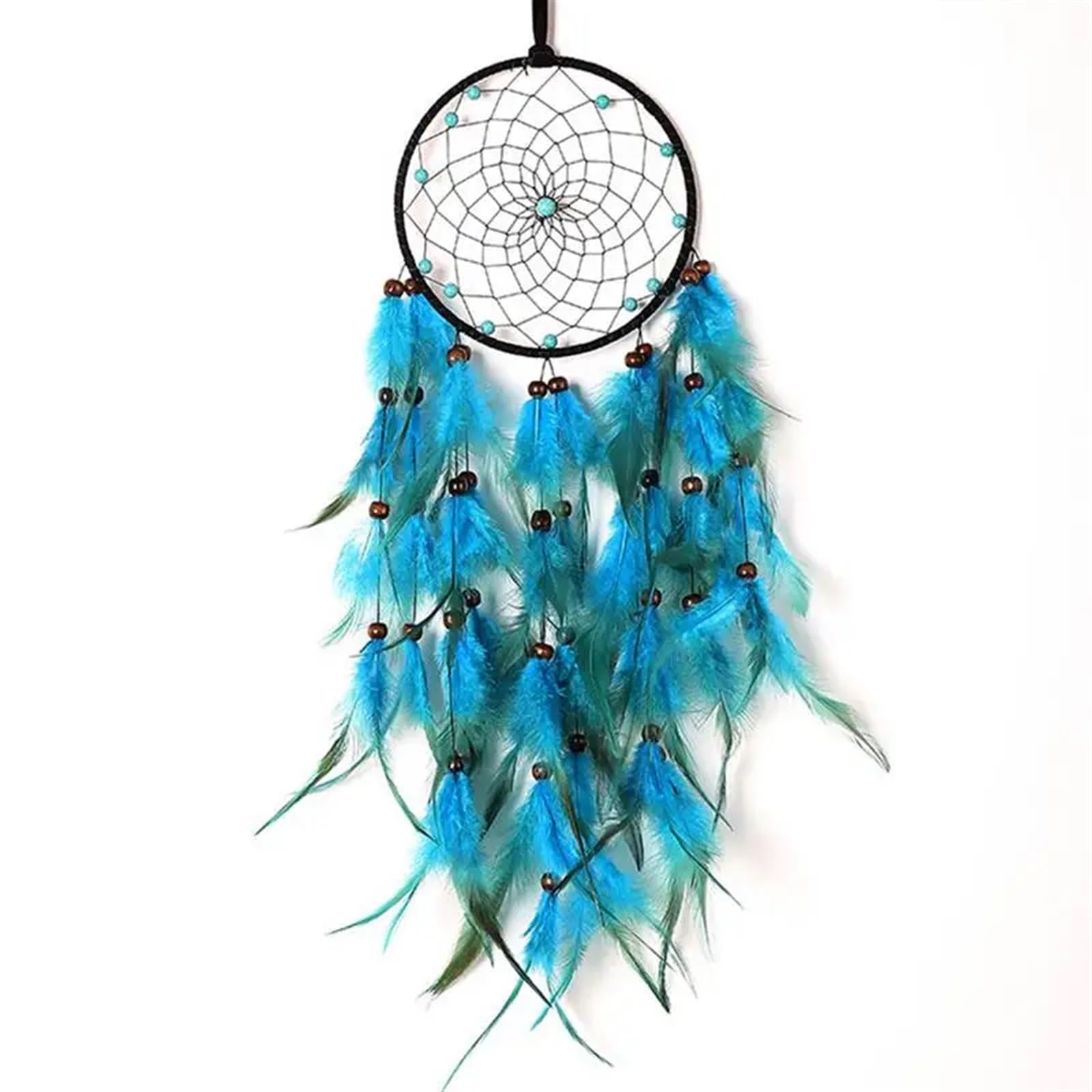 Dream Catchers Dreamcatcher Handmade Dream Catcher Hanging With Rattan Bead Light Blue Feathers Wall Car Decor Ornament