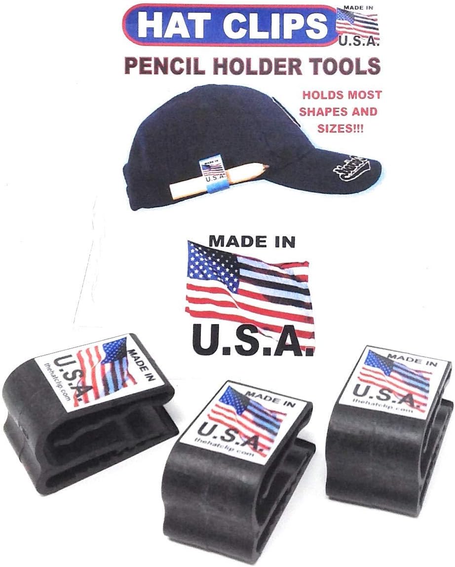The Original HAT CLIP PENCIL HOLDER TOOLS attaches to either side of hat cap or visor to hold golf or carpenter pencils Sharpie markers and more! Made in USA 3 PACK BLACK