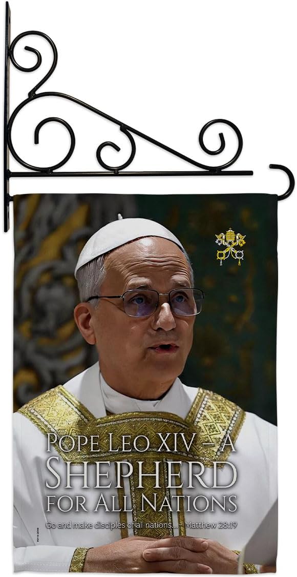 Shepherd for All Nations Wall Canvas Set Flag Holder Memorabilia Decor Religiou Sign Picture Print Habemus Papam Decorations American Papal Vatican Tapestry Catholic Gifts Made in USA
