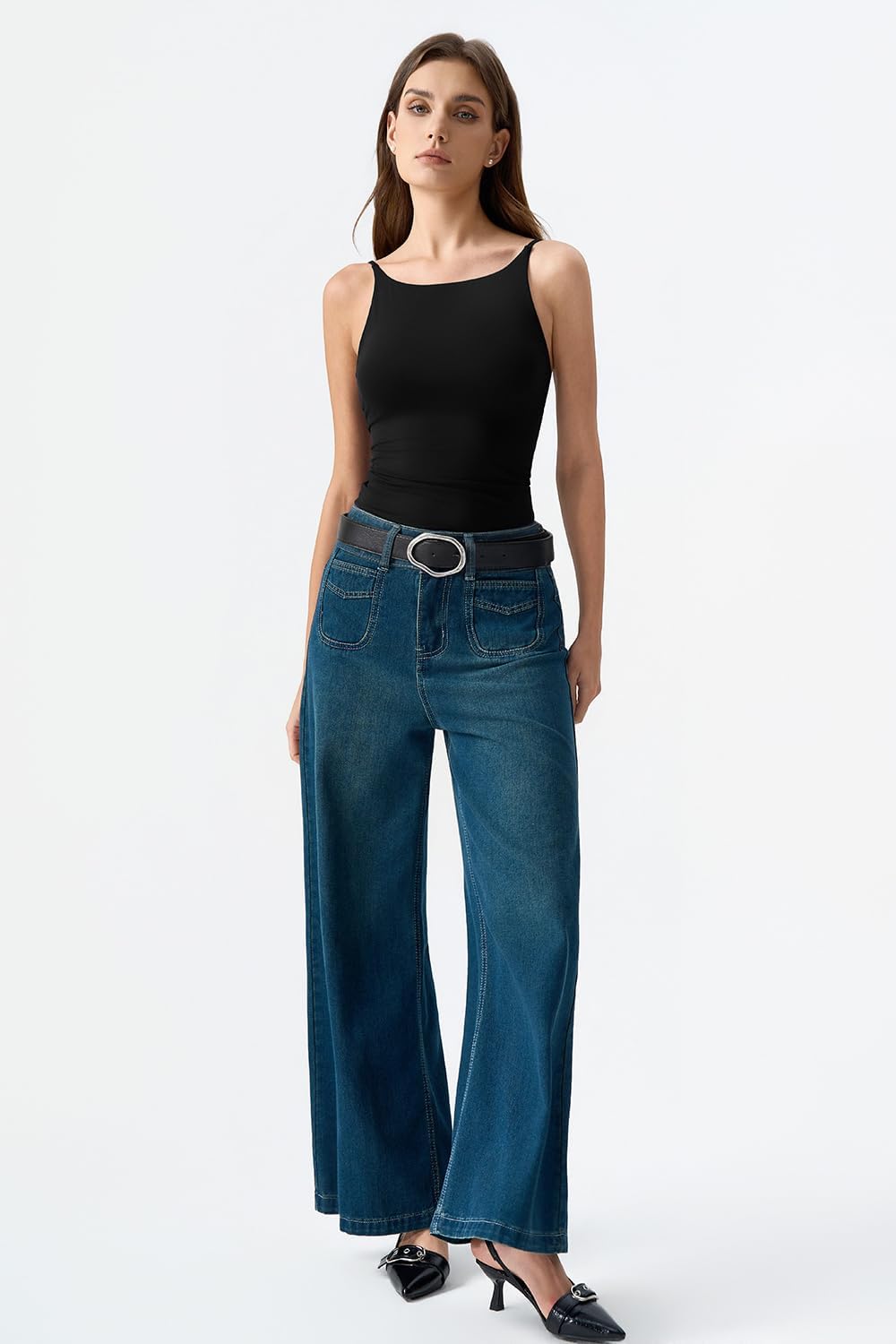 QINSEN Womens Double Lined Tank Tops Boat Neck Adjustable Spaghetti Straps Bodycon Camisole Shirts - Image 6