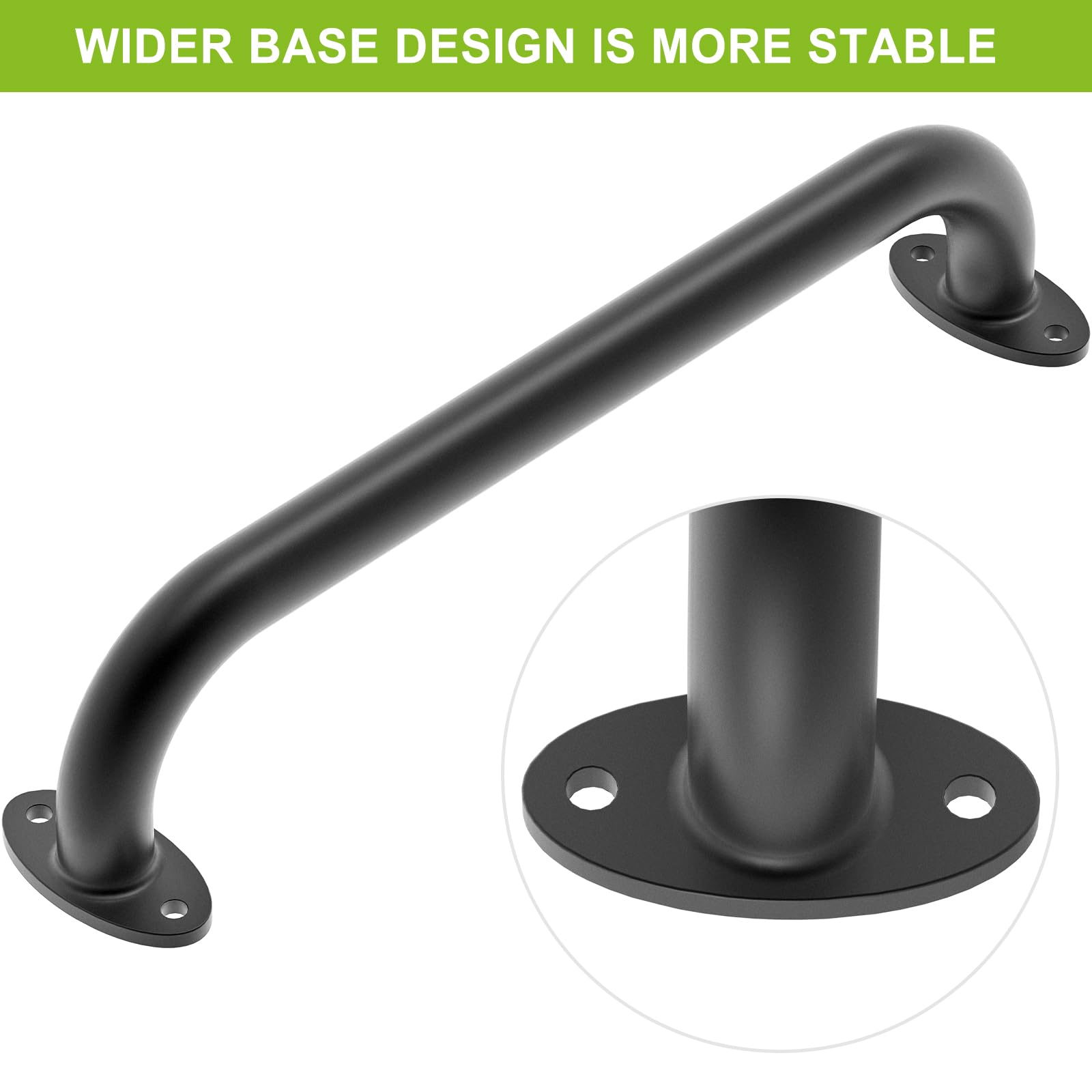 Dolibest Haltegriff Metall, 43cm Kinder Klettergriff 6er Behindert Senioren Sicherheitsgriff Spielturm Klettergerüst Innen Außen Griffstangen für Toilette/Bad/Dusche/Hochbett, Ovalebasis Schwarz