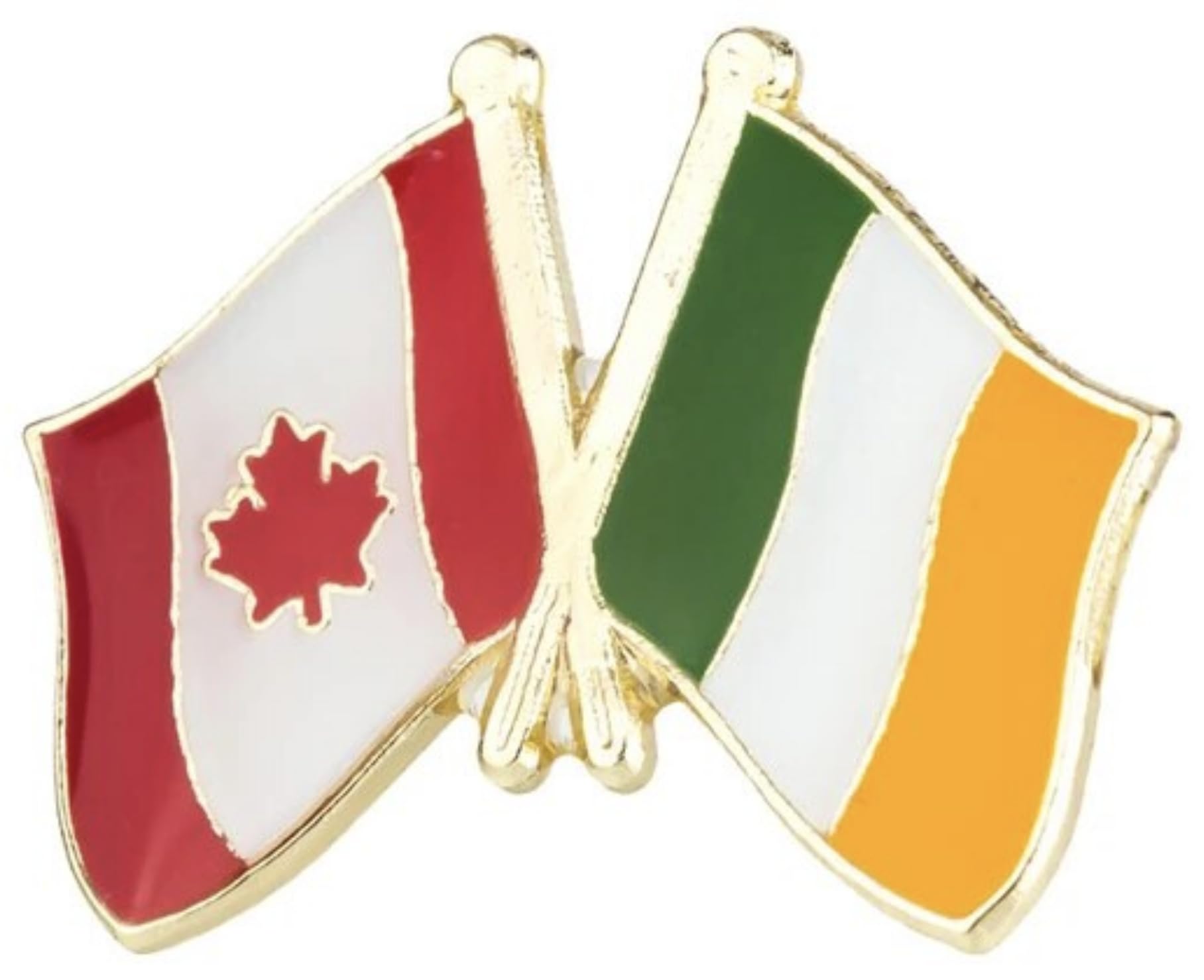 Canada Canadian National Flag Crossed Flags Friendship Love Alliance Allies 1" Enamel Pin