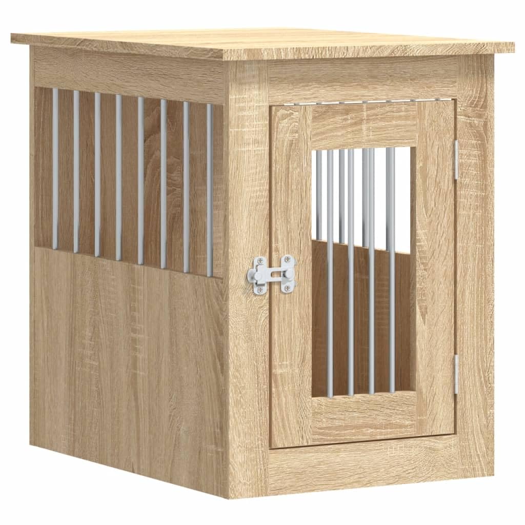 Cage pour Chien Intérieur, Meuble Cage Niche Maison pour Chien chêne Sonoma 45x62x59 cm