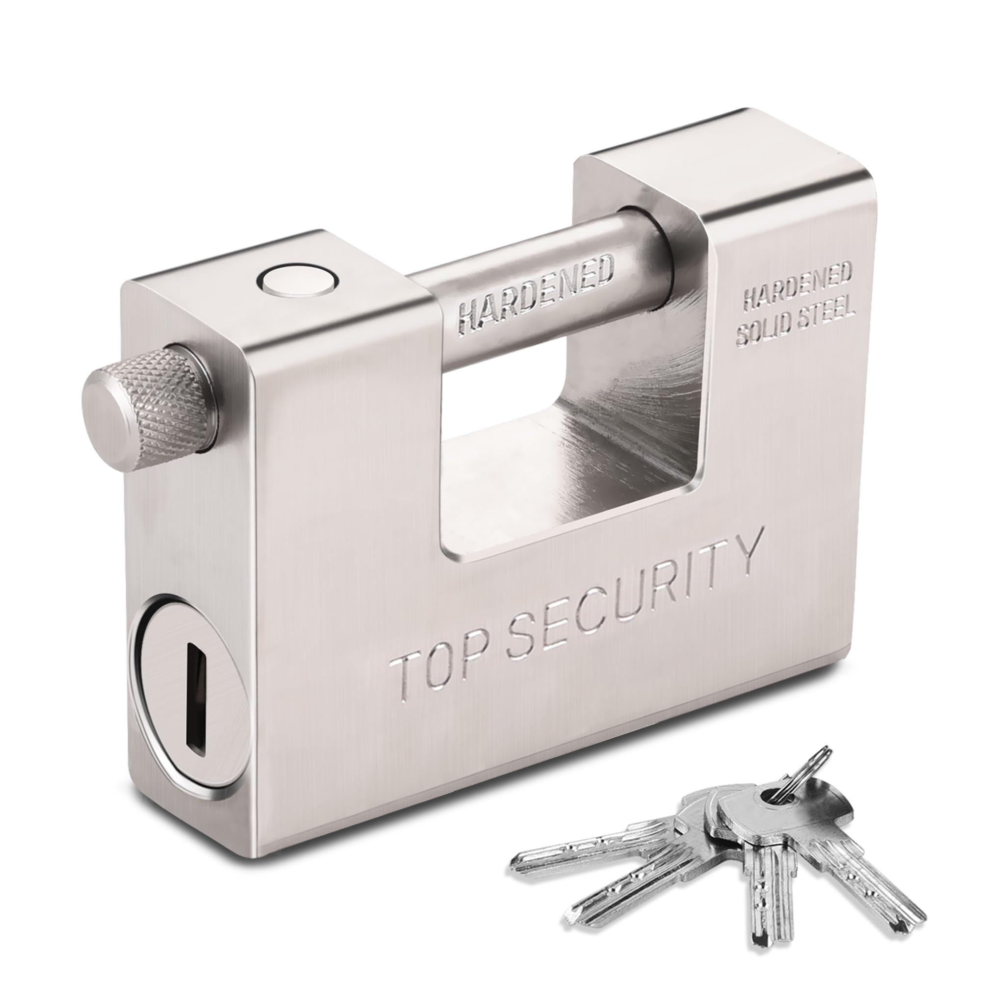 Cadenas robuste de 94 mm avec 5 clés, Cadenas Clé avec anse solide en acier trempé de 12,7 mm d'épaisseur, Cadenas à Clé de sécurité antivol résistant à la corrosion pour conteneurs d'expédition