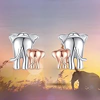 Vista 8 de CELESTIA Collares de elefante de plata Stering para mamá y bebé para mujer, cadena de 18 pulgadas, Plata esterlina, Circonia cúbica