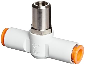 SMC AS4001F-12D Air Flow Control Valve with Push-to-Connect Fitting, PBT & Nickel Plated Brass, In-Line, Body Size 1/2", Screwdriver Adjusting, 12 mm Tube OD x 12 mm Tube OD