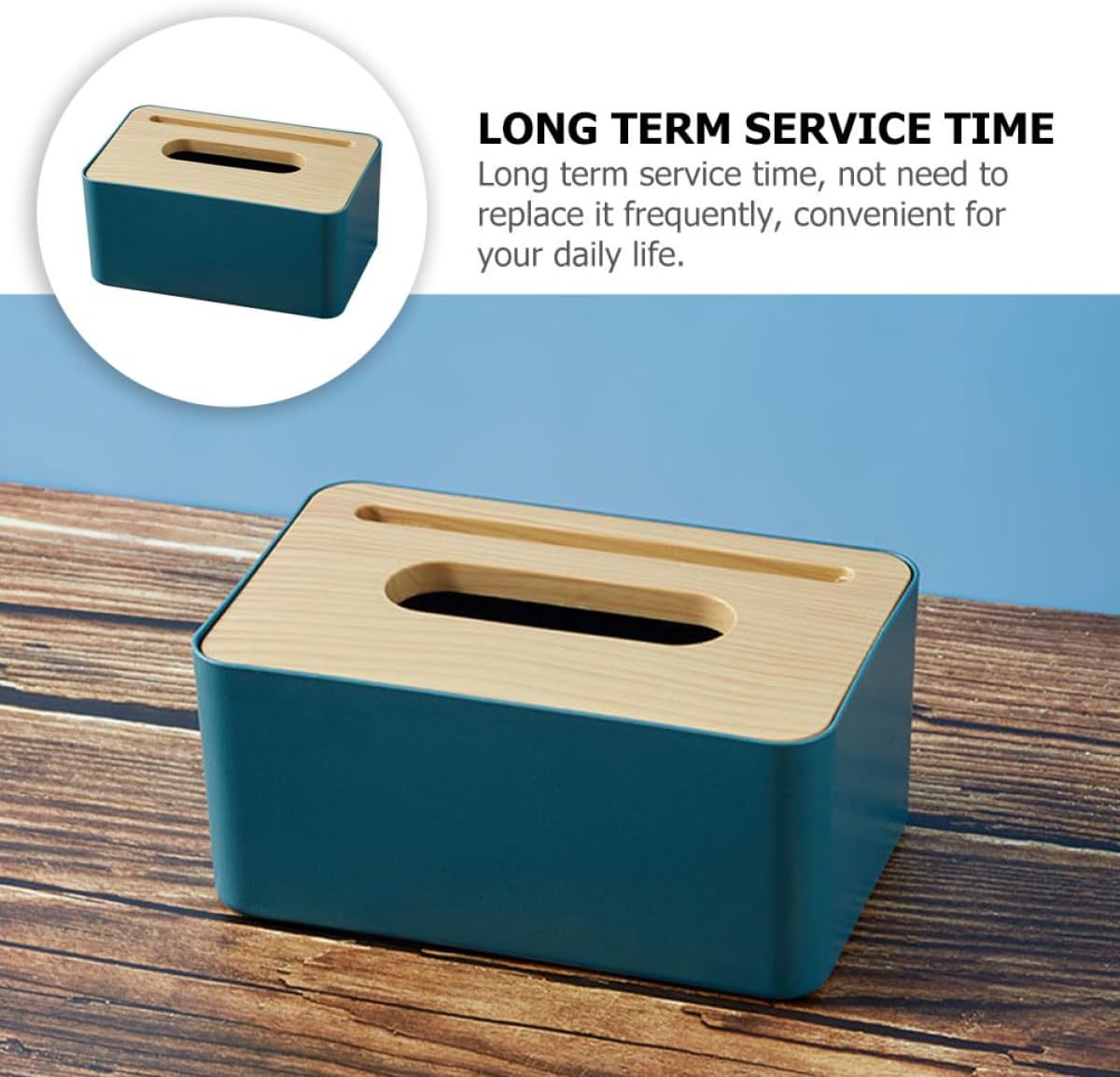Desktop Paper Holder Tissue Box PET Blue for Hotel Restaurant Use