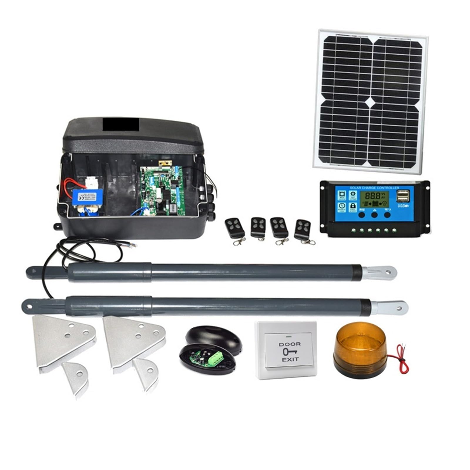 DC 12V Solar Powered Gate Operator Heavy Duty Swing Gate Opener Motor Kit(Kit1)