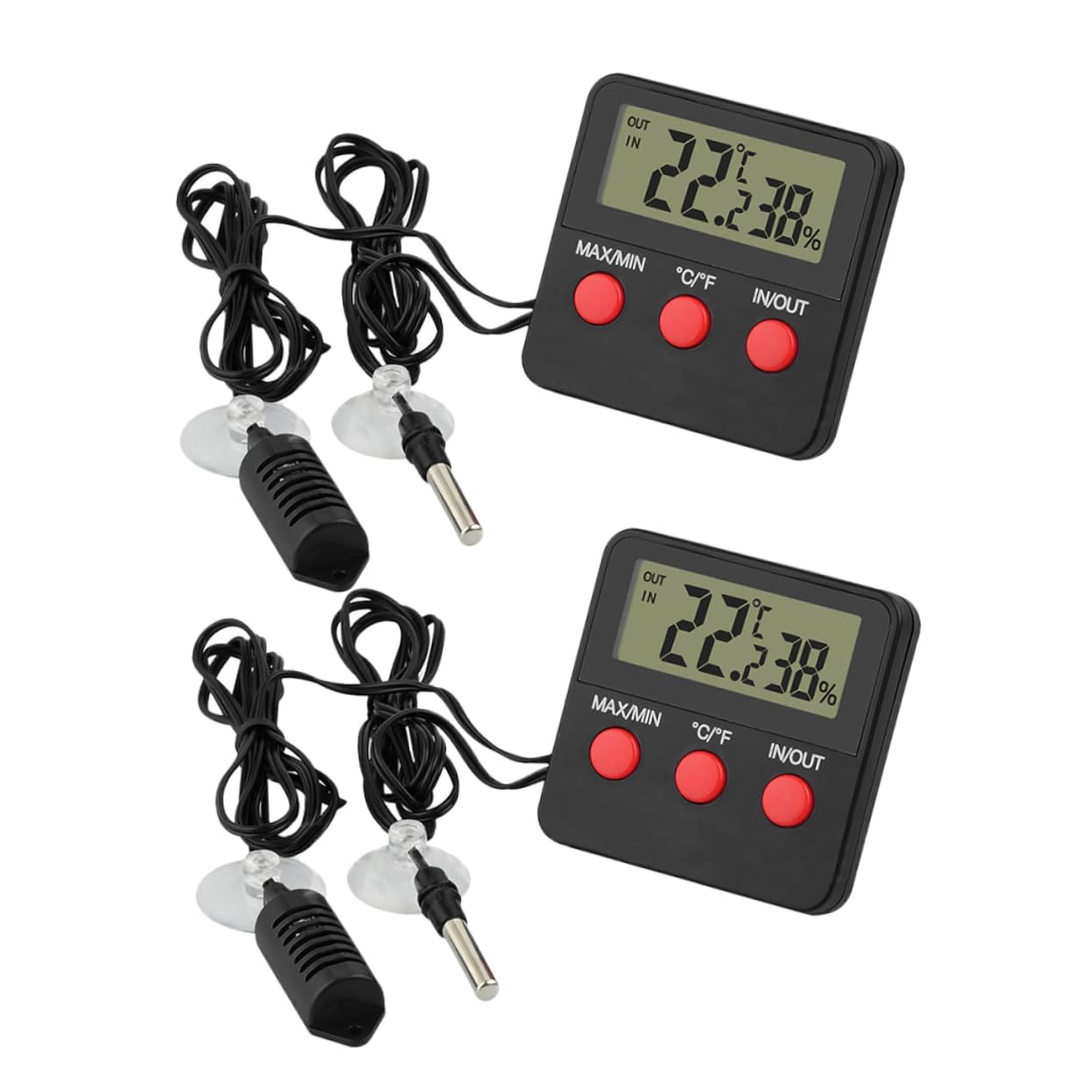 GALPADA 2sets Digital Thermometer Hygrometer for Reptile Tanks Indoor Temperature and Humidity Monitor Jumbo Display Suitable for Lizard and Snake Habitats