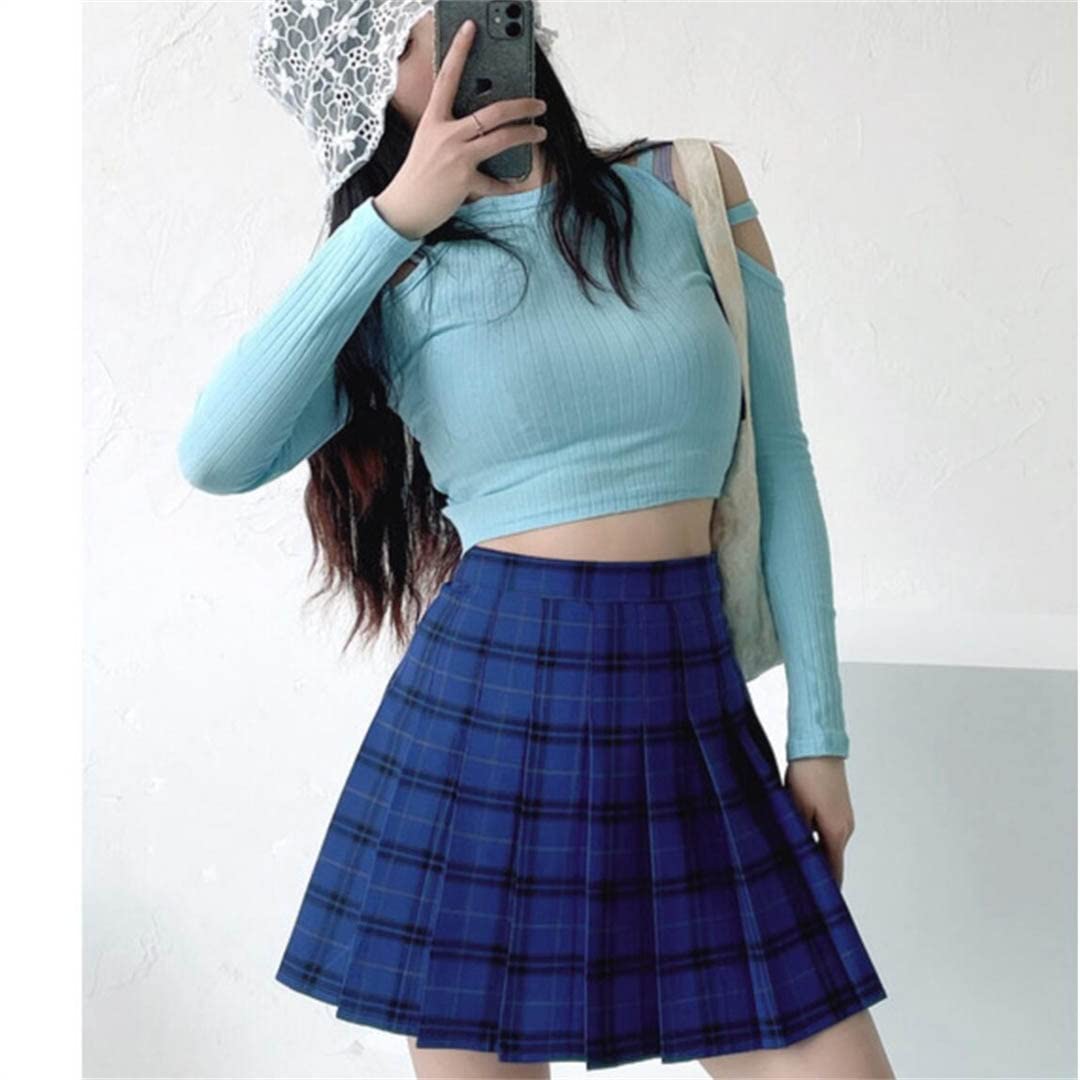 Harajuku letnia plisowana spódnica z wysokim stanem spódnica w kratę preppy mini spódniczka