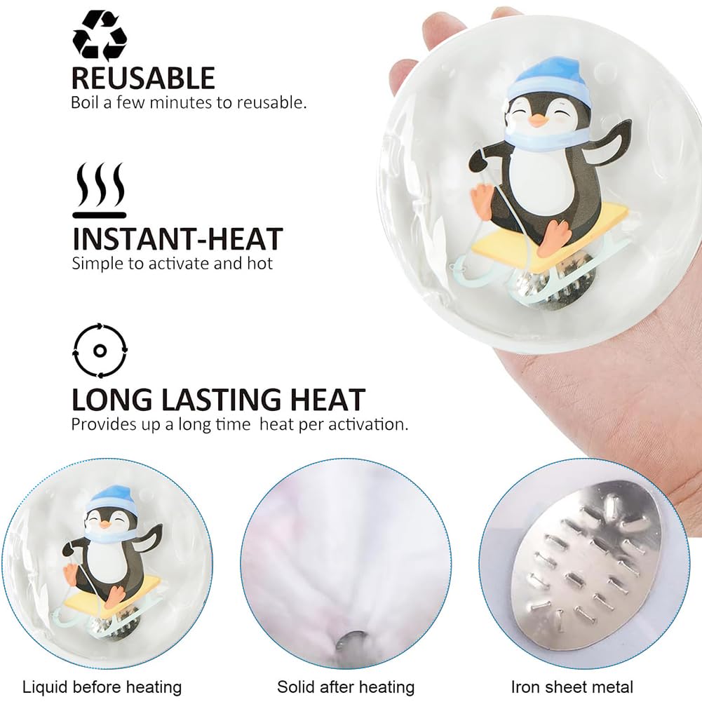 Lot De 4 Chauffe-Mains Réutilisables Pingouin - Forme Mignonne Violet - Chaleur 50-55°C - Idéal Hiver