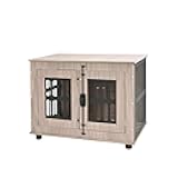 Heavy Duty Dog Crate Furniture for Medium to Large Dogs, Wooden Dog House Dog Kennel Cage Indoor with Safety Lock, 43.3