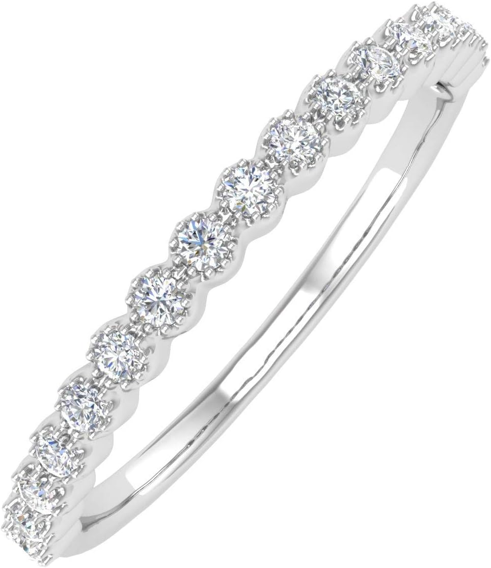 FINEROCK1/5 Carat Bezel Set Diamond Wedding Band Ring in 10K Solid Gold